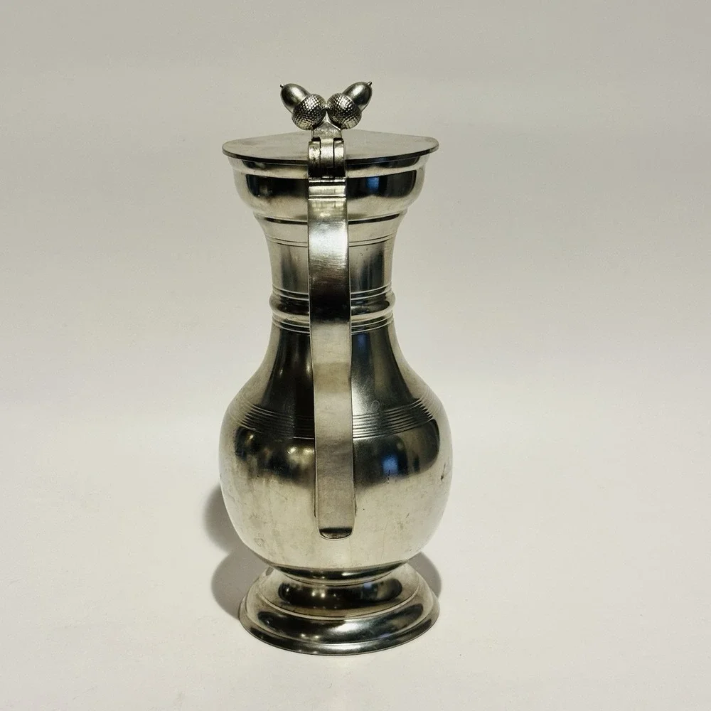 Vintage Etain Sigg Zinn Frauenfeld Tankard Flip Top Lid Double Acorn Finil‎ .8L